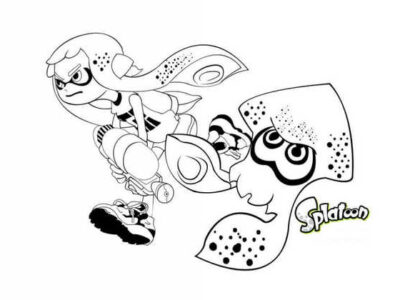 Splatoon Coloring Pages Inkling Girl And Squid