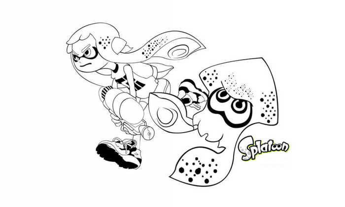 Splatoon Coloring Pages Inkling Girl And Squid