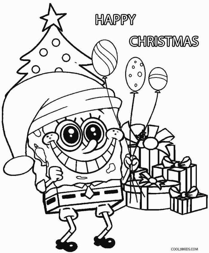 Spongebob Christmas Presents Coloring Page