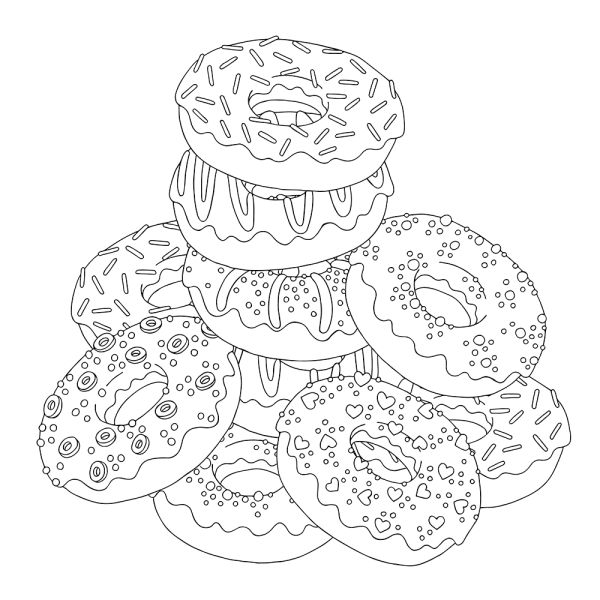 Stack of Donuts Coloring Page