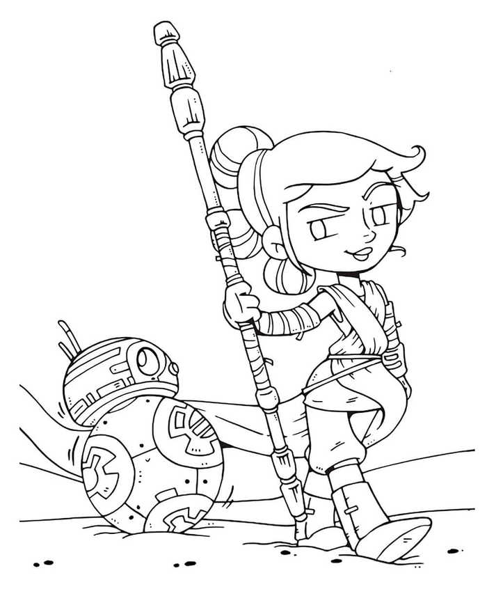Star Wars The Last Jedi Coloring Page Rey And Bb