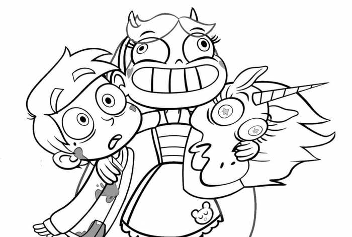 Star Pony Head And Marco Coloring Page