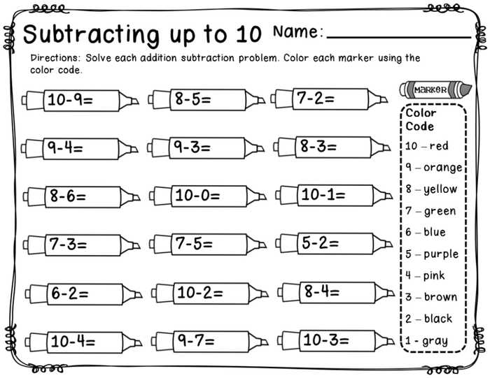 Subtraction Up To Worksheets