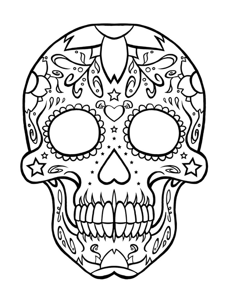 Sugar Skull Coloring Pages for Teens