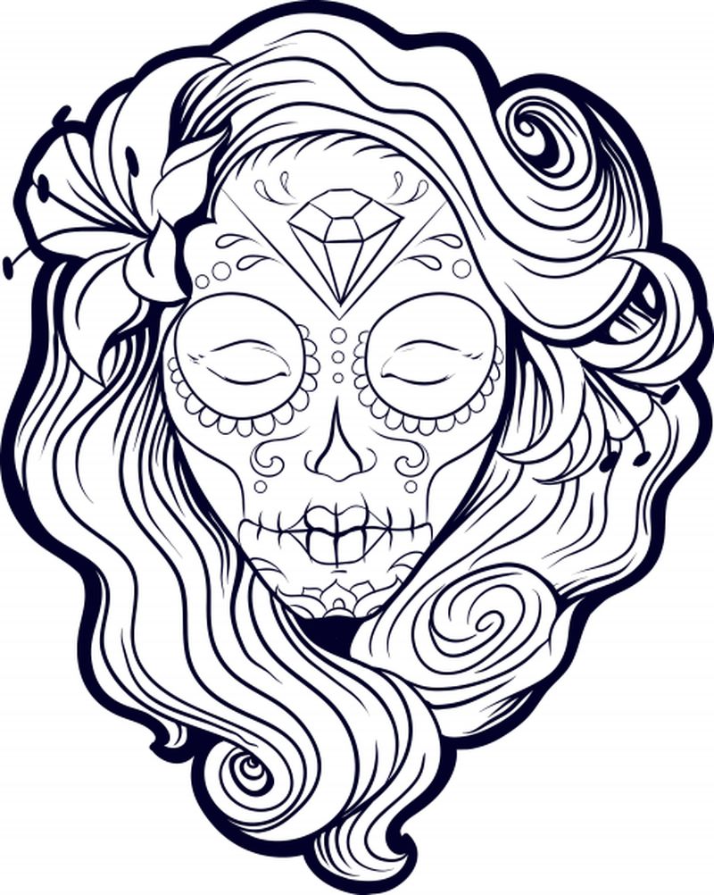 Sugar Skull Girl Coloring Pages