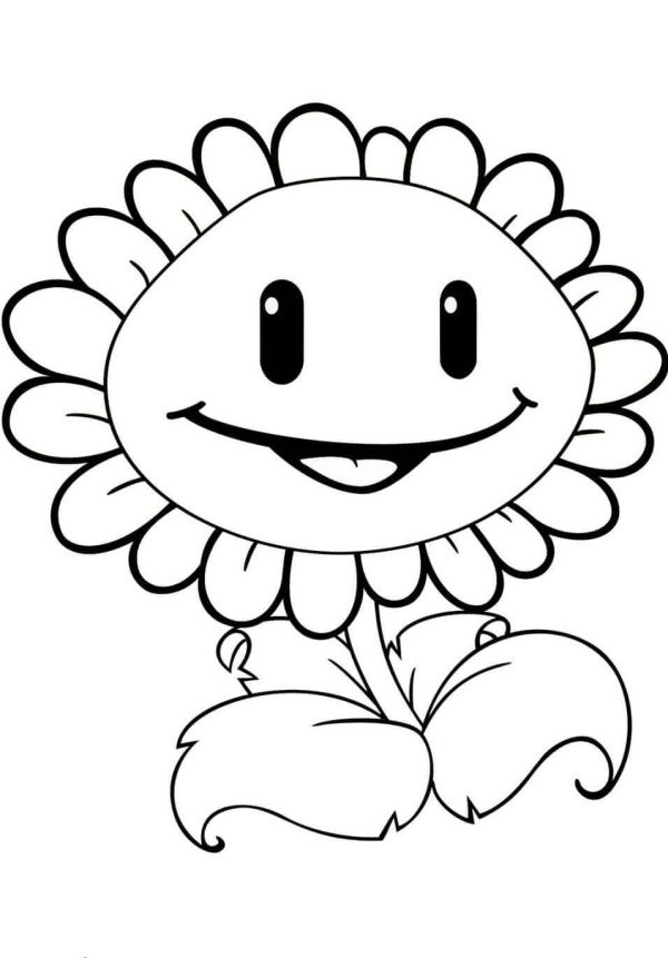 Sunflower From Plants Vs Zombies Coloring Page