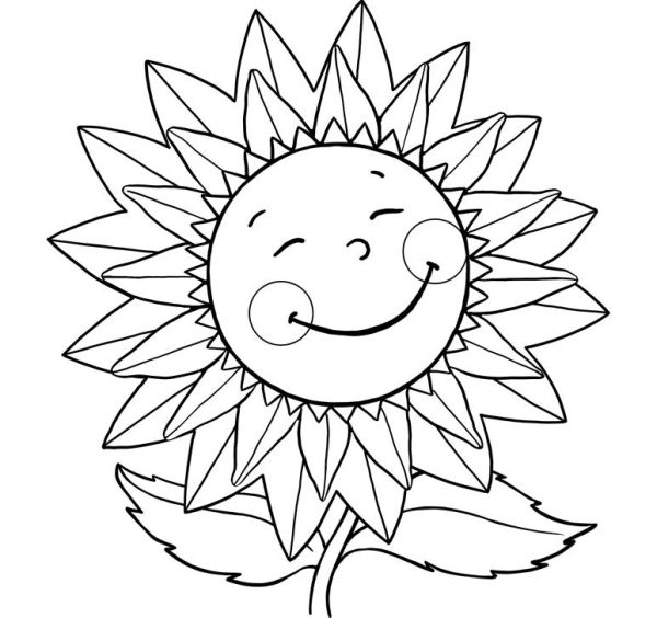 Sunflower Smiling S For Kids With Flowersbc Coloring Pages Printable
