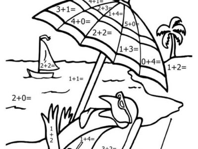 Sunny Addition Math Coloring Pages