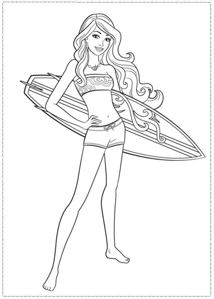 Surf Barbie Coloring Pages