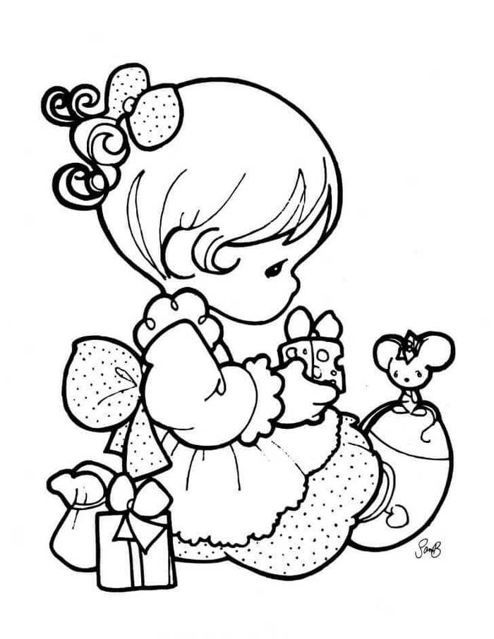 Sweet Baby Girl Coloring Page
