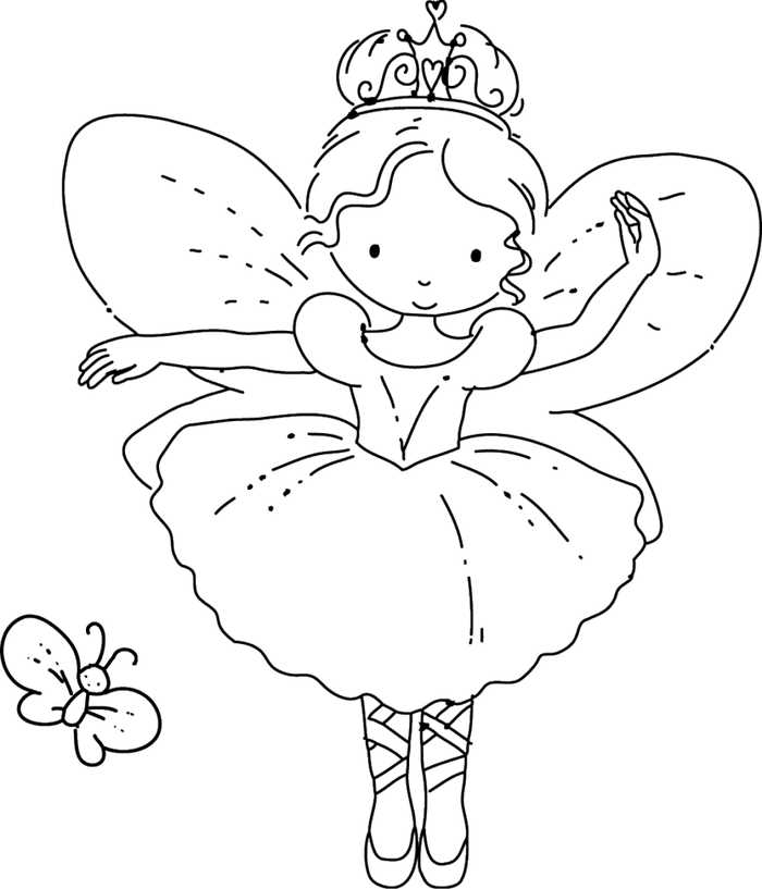 Sweet Cartoon Fairy Coloring Page
