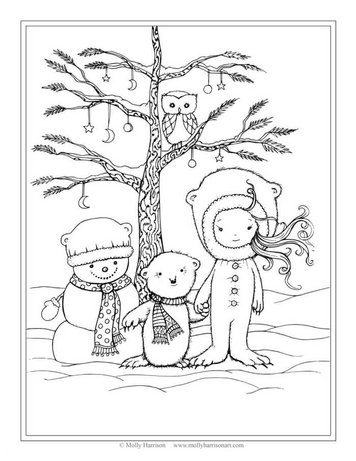 Sweet Christmas Scene Coloring Pages For Adults