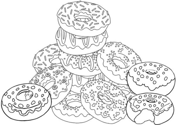 Sweet colorful donut coloring page
