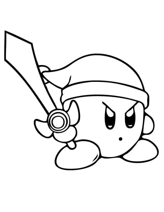 Sword Kirby Coloring Page Printable