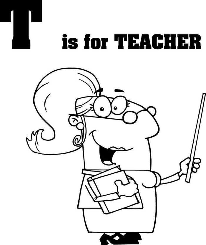 T For Teacher Coloring Page