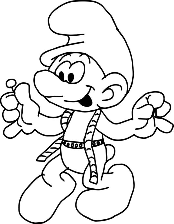 Tailor smurf coloring page