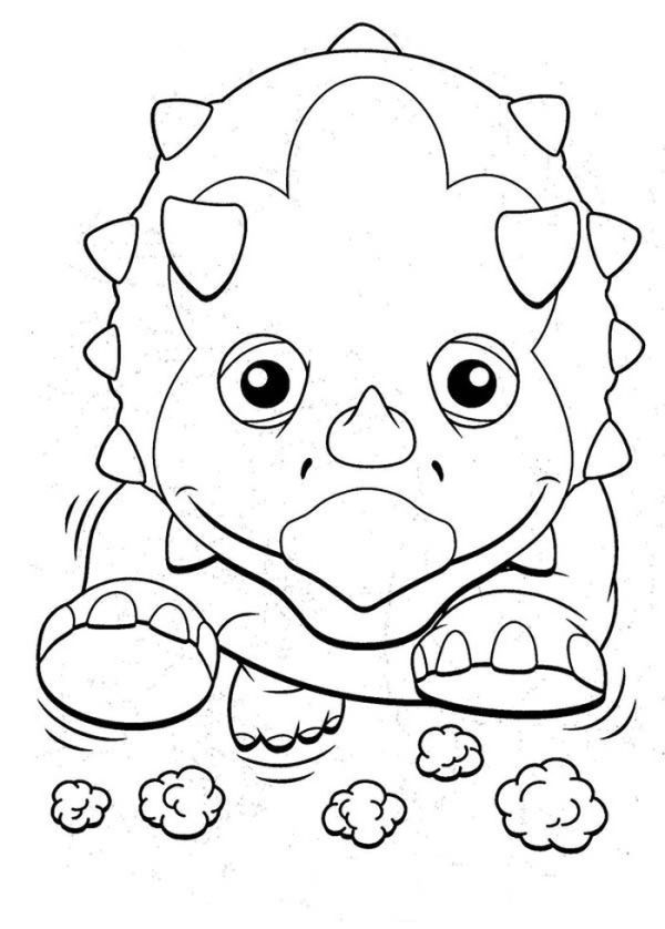 Tank The Triceratops Running Wildly In Dinosaurus Train Coloring Page Coloring Sun