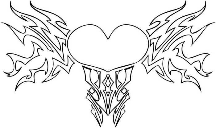 Tattoo Heart Coloring Page