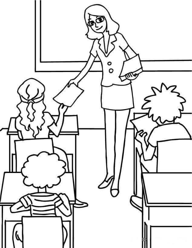 Teacher In Classroom Coloring Page