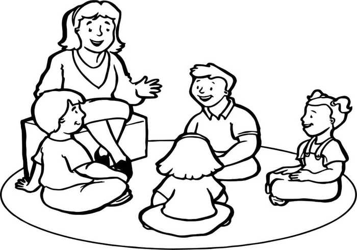Teacher Narrating Story Coloring Page
