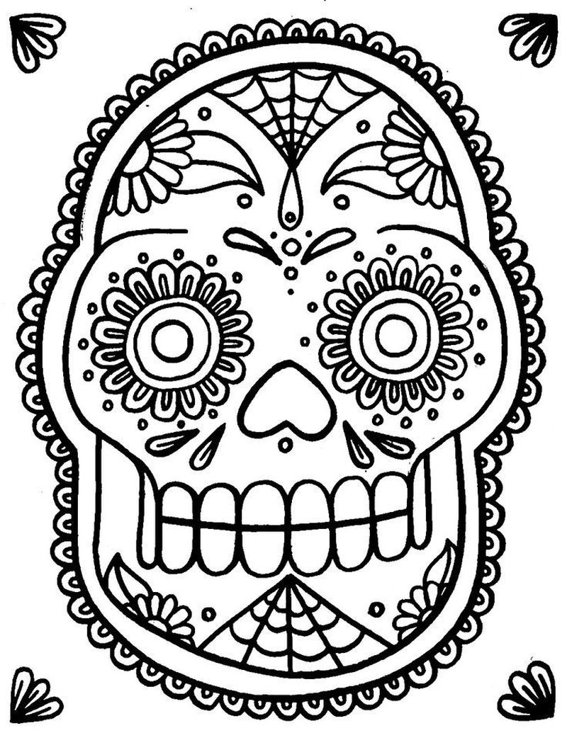 Teen Sugar Skull Coloring Pages