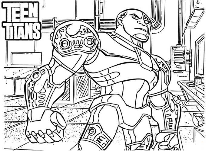 Teen Titans Coloring Page Cyborg