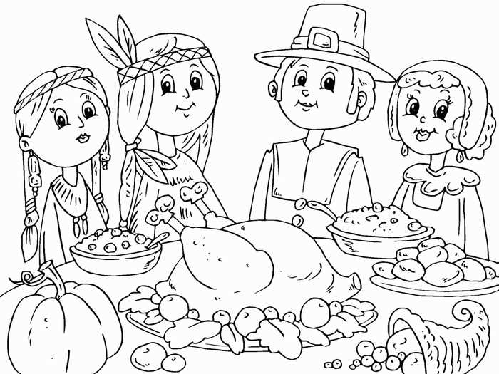 Thanksgiving Coloring Page For Kindergarten