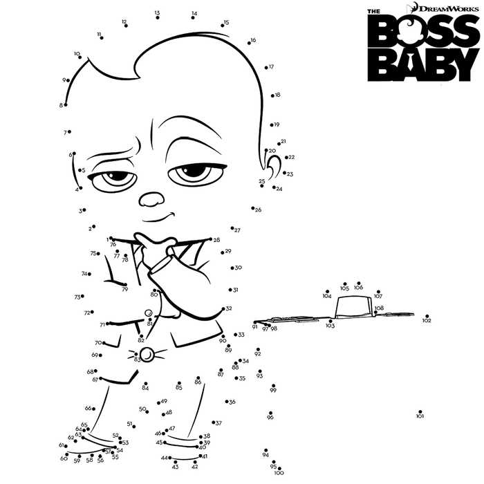 The Boss Baby Connect The Dots Coloring Pages Printable