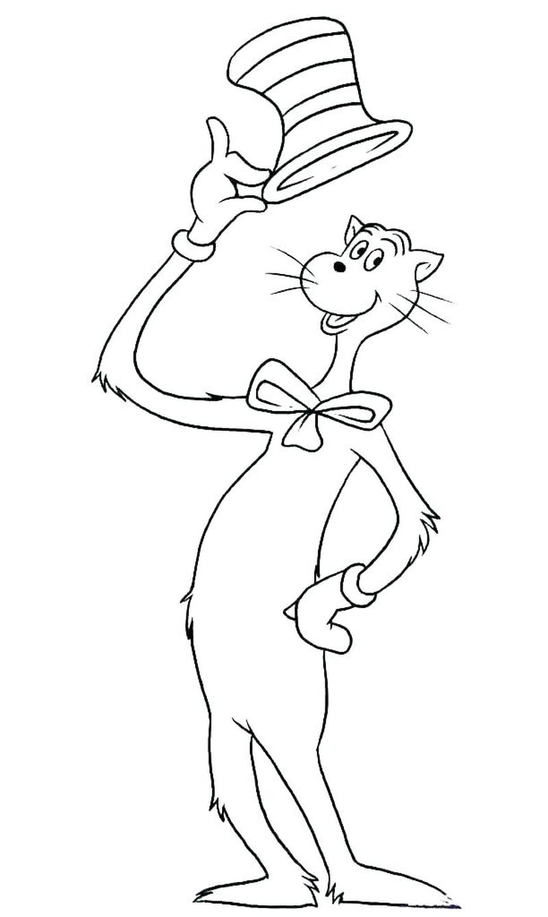 The Cat In The Hat Coloring Pages For Kids