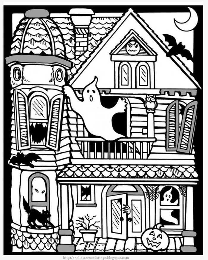 The Ghost House Halloween Coloring Pages