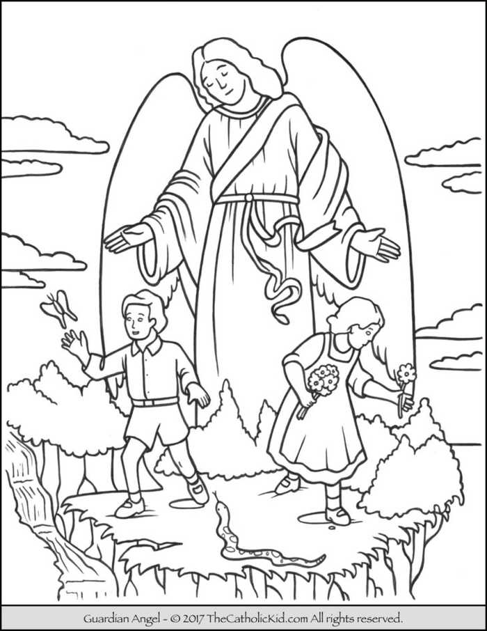 The Guardian Angel Coloring Page