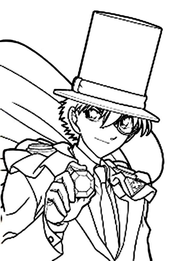 The Kid Of Phantom Thief In Action In Detective Conan Adventure Coloring Page Coloring Sun