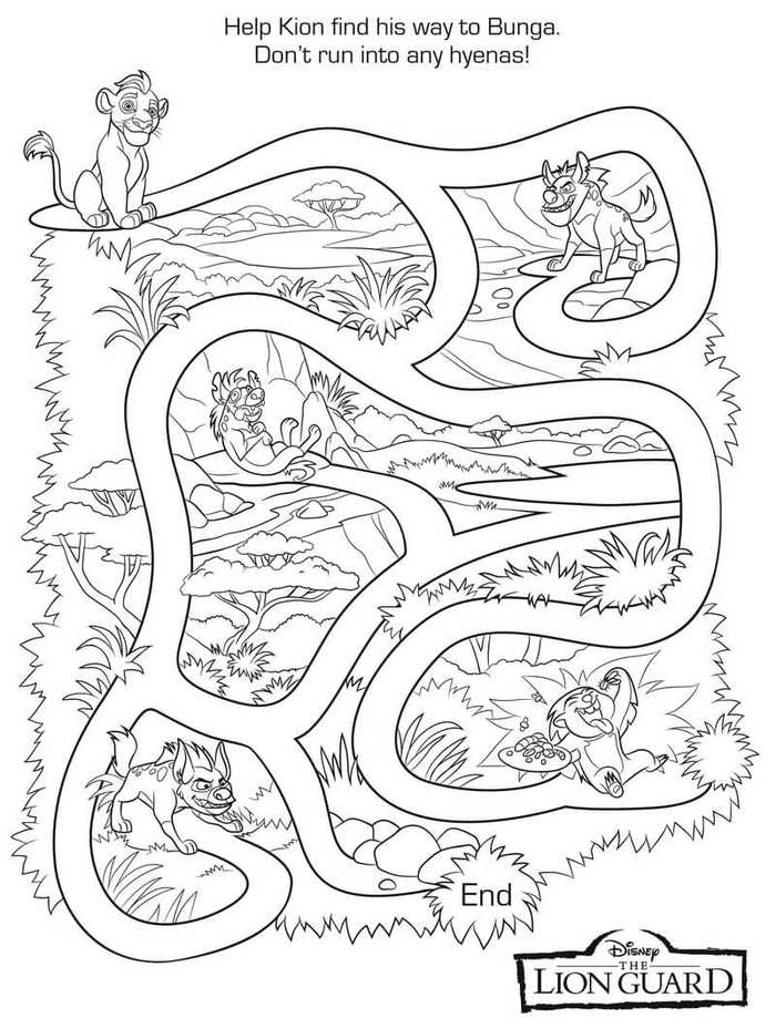 The Lion Guard Maze Coloring Sheet