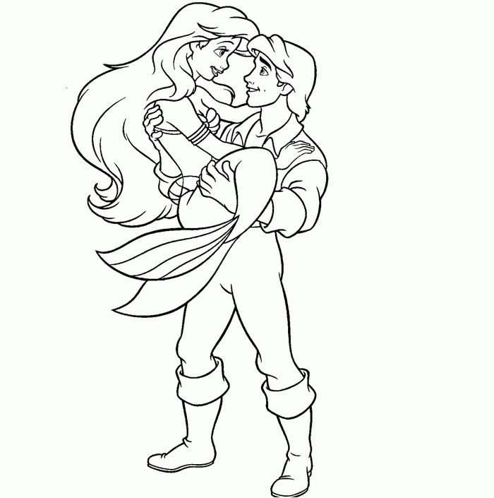 The Little Mermaid And Prince Eric Coloring Pages