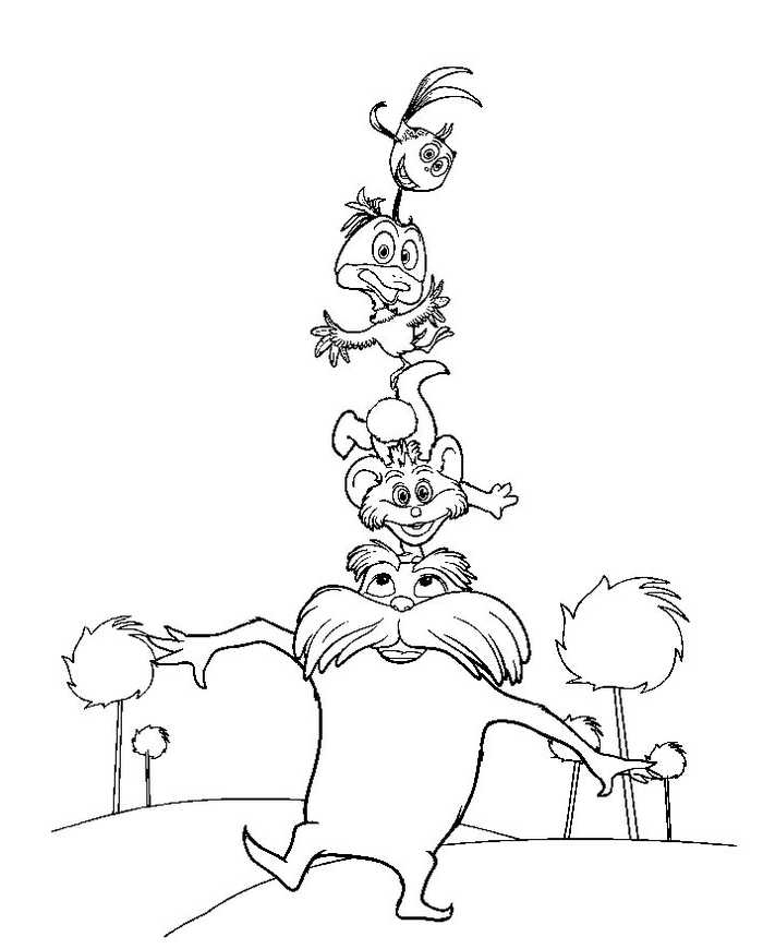 The Lorax Characters Printable Coloring Page