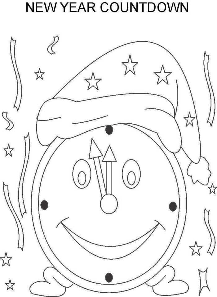 The New Year Clock Coloring Page