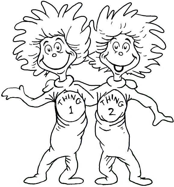 Thing 1 And Thing 2 Dr Seuss Coloring Page