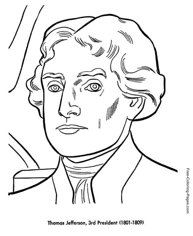 Thomas Jefferson Presidents Day Coloring Page