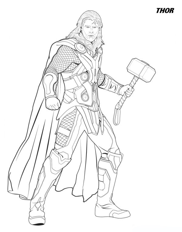 Thor From The Avengers Coloring Pages Printable