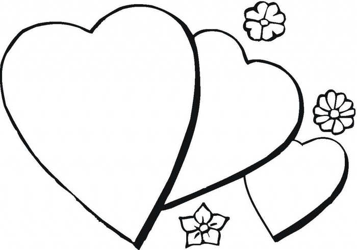 Three Easy Hearts Coloring Page