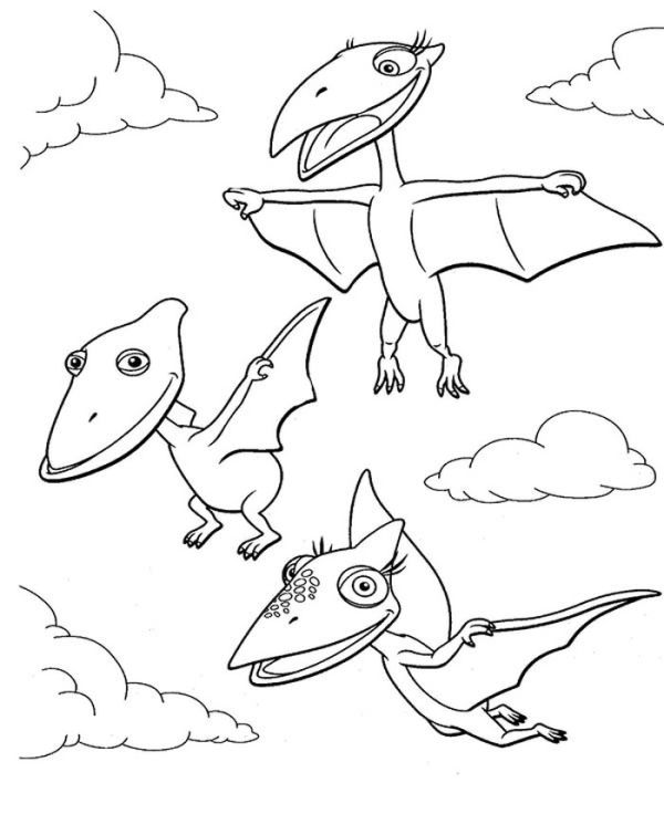 Tiny And Shiny And Don Learn To Fly In Dinosaurus Train Coloring Page Coloring Sun