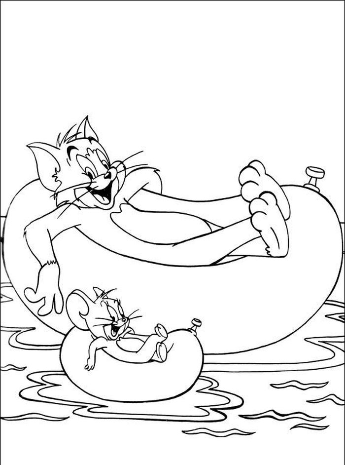 Tom And Jerry Beach Coloring Pages
