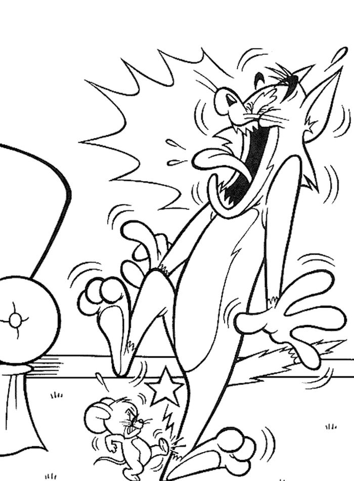 Tom And Jerry Fighting Coloring Pages