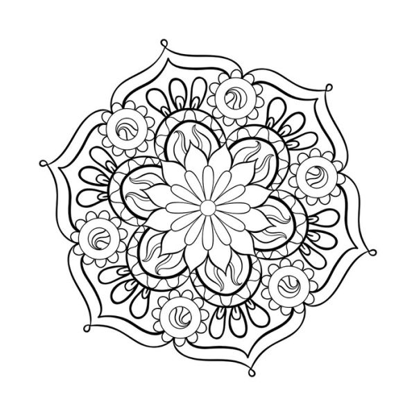 Top view lotus adult coloring pages