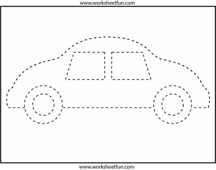 Trace The Car Worksheet For Kindergarten