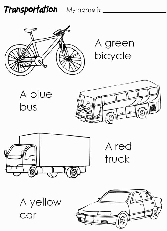 Transportation Kindergarten Coloring Worksheet
