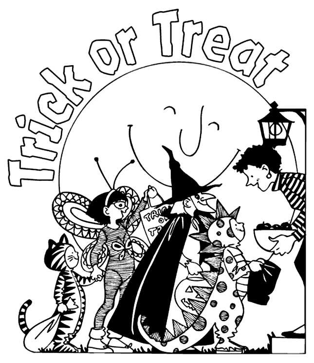 Trick Or Treat Halloween Coloring Page