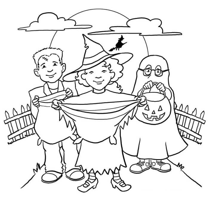 Trick Or Treating Coloring Pages