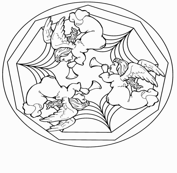 Trumpet Angel Mandala Coloring Page