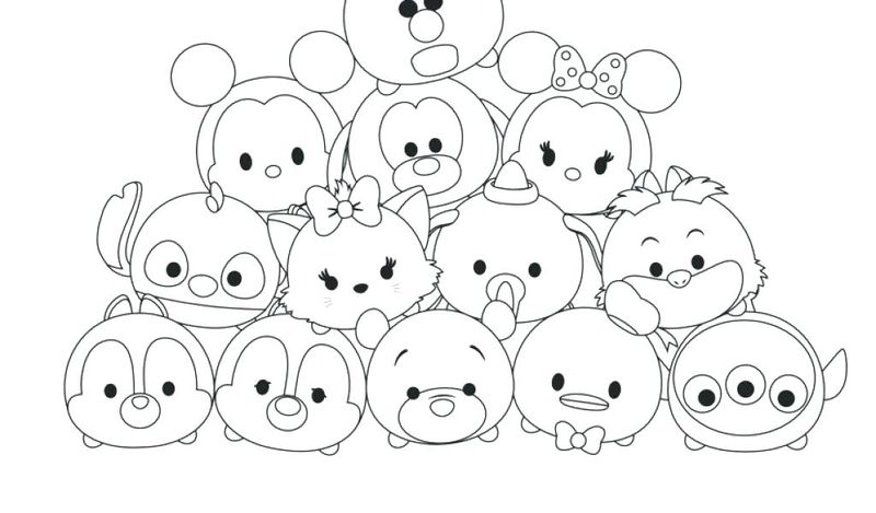 Cute Tsum Tsum Coloring Pages PDF - Coloringfolder.com